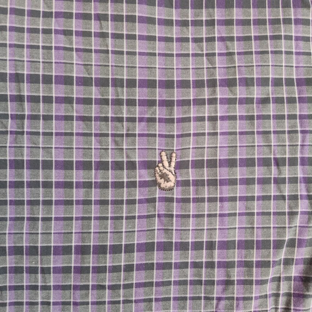 John Varvatos USA Men Sz XL Gray‎ Purple Plaid Long Sleeve Button Up Shirt - Picture 4 of 11